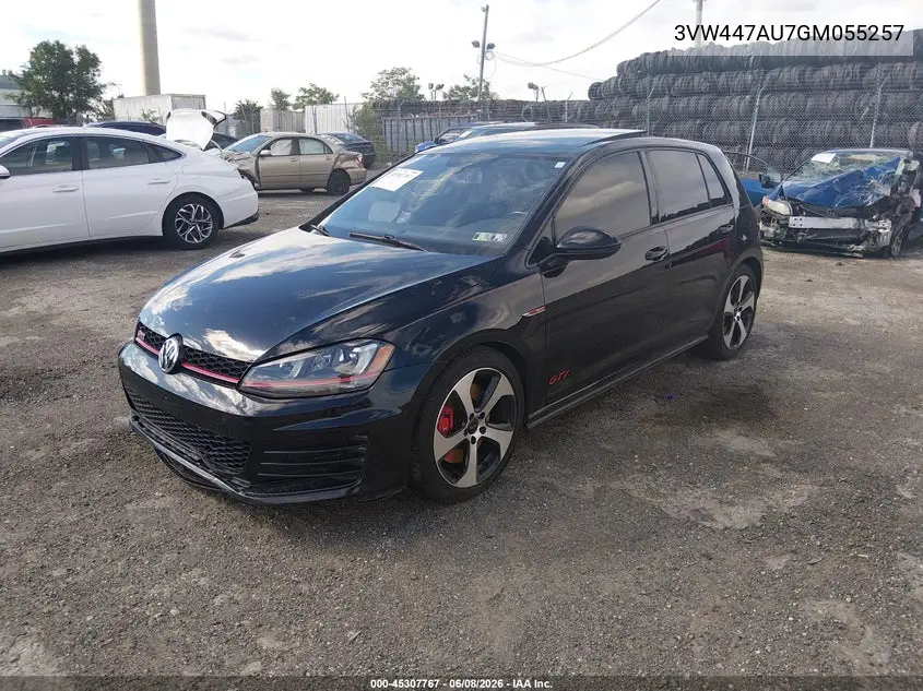 2016 Volkswagen Golf Gti Autobahn W/Performance Package 4-Door VIN: 3VW447AU7GM055257 Lot: 45307767