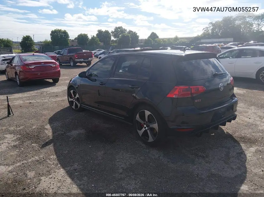 2016 Volkswagen Golf Gti Autobahn W/Performance Package 4-Door VIN: 3VW447AU7GM055257 Lot: 45307767