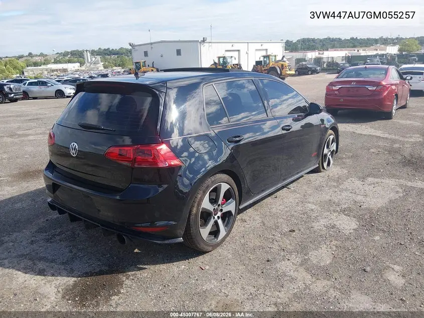 2016 Volkswagen Golf Gti Autobahn W/Performance Package 4-Door VIN: 3VW447AU7GM055257 Lot: 45307767