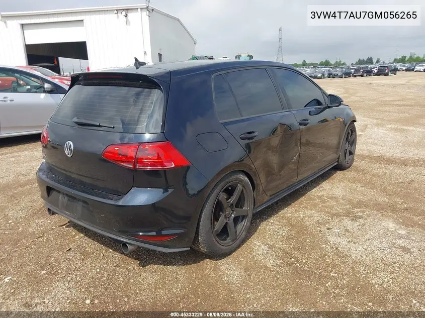 2016 Volkswagen Golf Gti S 4-Door VIN: 3VW4T7AU7GM056265 Lot: 45333229