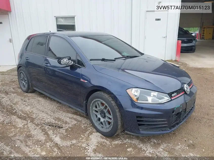 2016 Volkswagen Golf Gti S 4-Door VIN: 3VW5T7AU7GM015123 Lot: 45359417