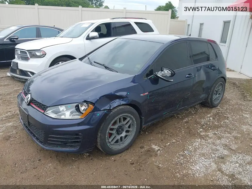 2016 Volkswagen Golf Gti S 4-Door VIN: 3VW5T7AU7GM015123 Lot: 45359417