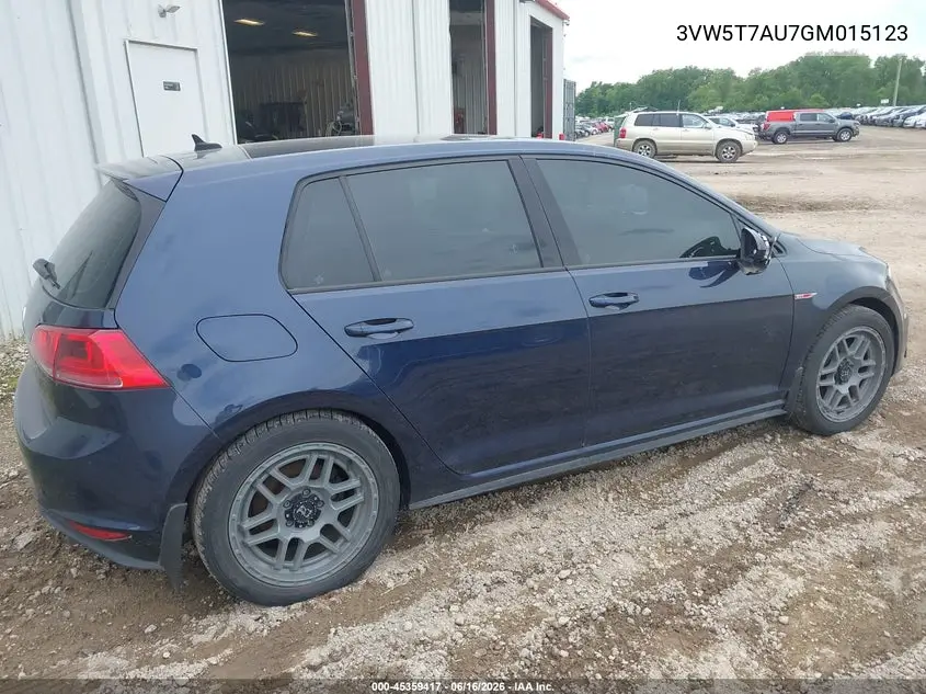 2016 Volkswagen Golf Gti S 4-Door VIN: 3VW5T7AU7GM015123 Lot: 45359417