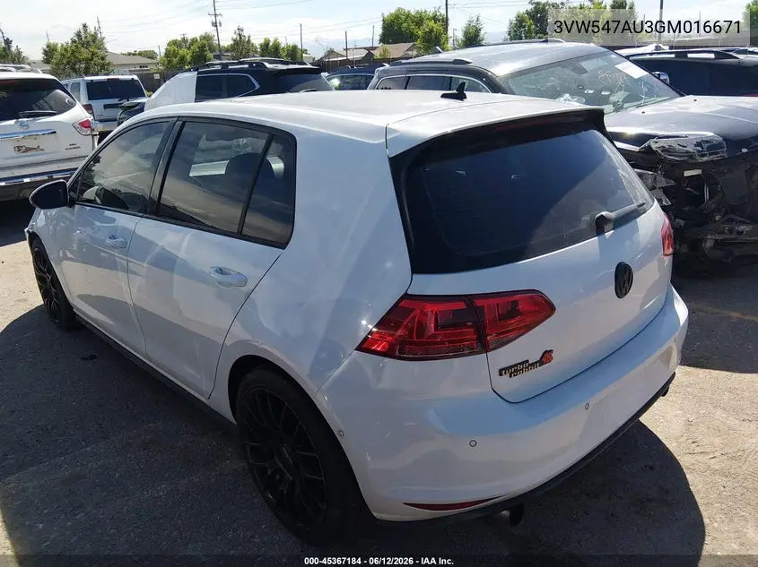 2016 Volkswagen Golf Gti Se W/Performance Pkg VIN: 3VW547AU3GM016671 Lot: 45367184
