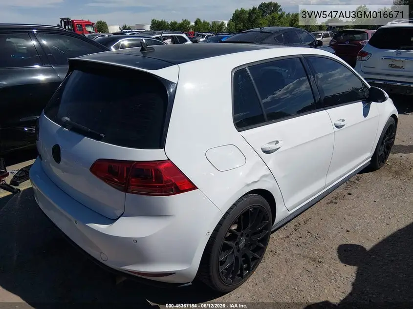 2016 Volkswagen Golf Gti Se W/Performance Pkg VIN: 3VW547AU3GM016671 Lot: 45367184