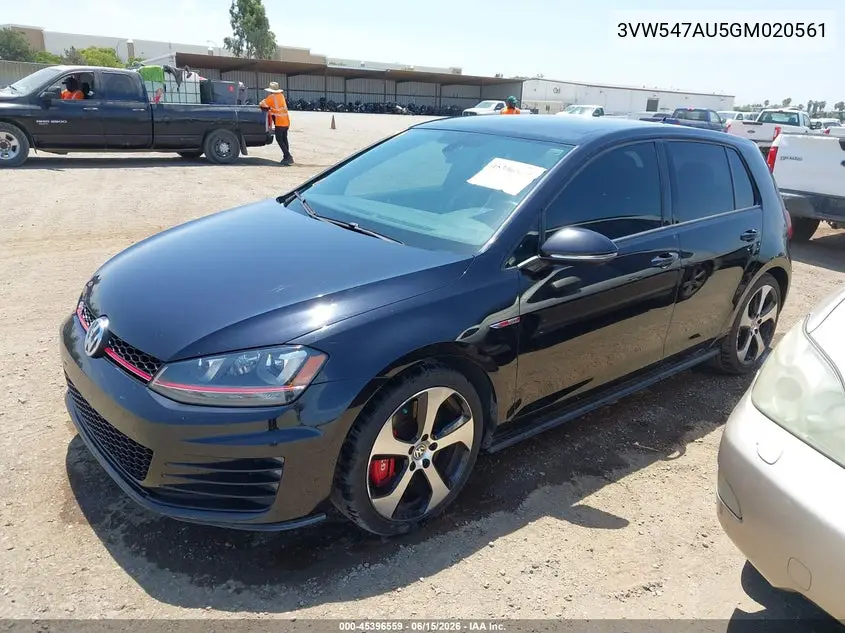 2016 Volkswagen Golf Gti Autobahn W/Performance Package 4-Door VIN: 3VW547AU5GM020561 Lot: 45396559