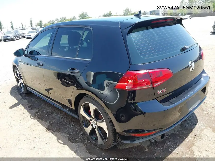 2016 Volkswagen Golf Gti Autobahn W/Performance Package 4-Door VIN: 3VW547AU5GM020561 Lot: 45396559