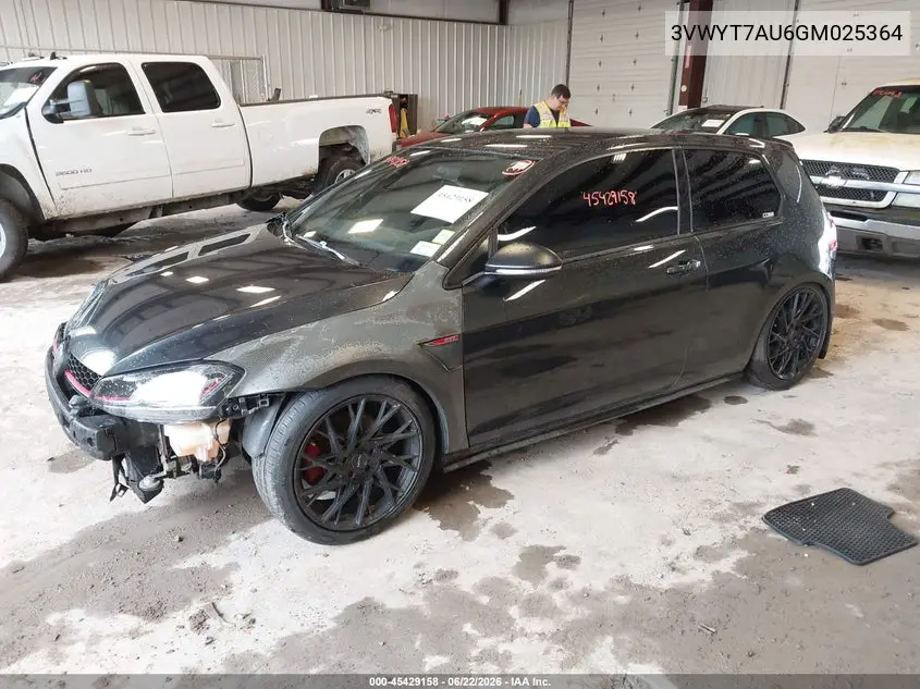 2016 Volkswagen Golf Gti S 2-Door VIN: 3VWYT7AU6GM025364 Lot: 45429158