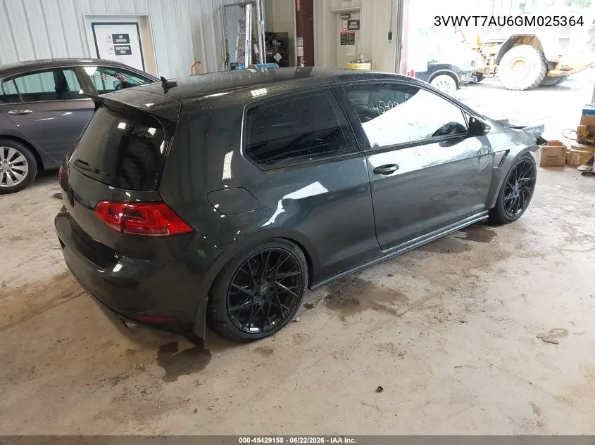2016 Volkswagen Golf Gti S 2-Door VIN: 3VWYT7AU6GM025364 Lot: 45429158