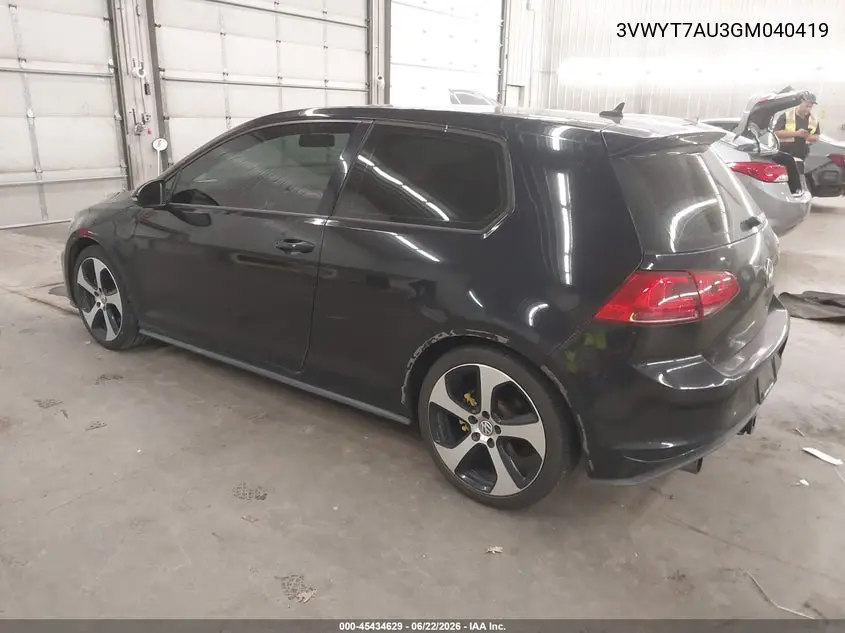 2016 Volkswagen Golf Gti S 2-Door VIN: 3VWYT7AU3GM040419 Lot: 45434629