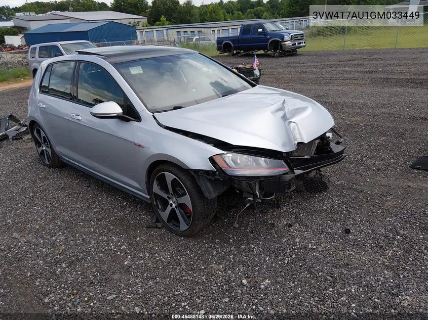 2016 Volkswagen Golf Gti Se 4-Door VIN: 3VW4T7AU1GM033449 Lot: 45488148