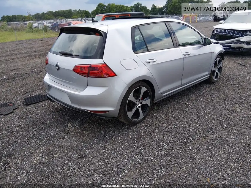 2016 Volkswagen Golf Gti Se 4-Door VIN: 3VW4T7AU1GM033449 Lot: 45488148