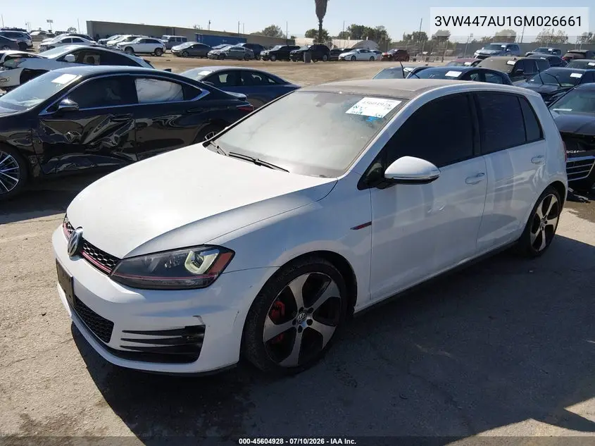 2016 Volkswagen Golf Gti Se W/Performance Package 4-Door VIN: 3VW447AU1GM026661 Lot: 45604928