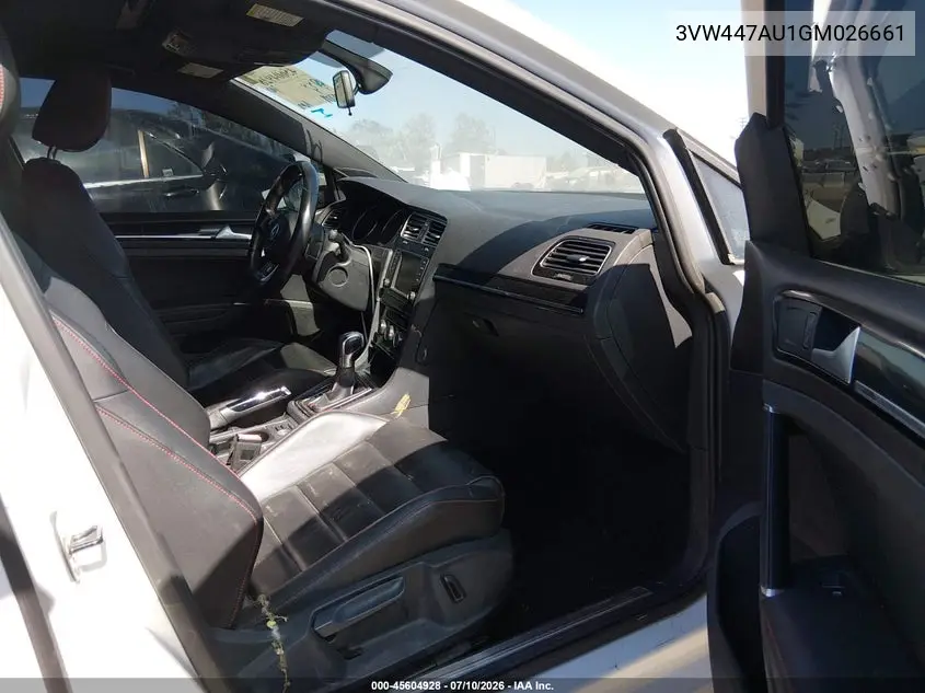 2016 Volkswagen Golf Gti Se W/Performance Package 4-Door VIN: 3VW447AU1GM026661 Lot: 45604928