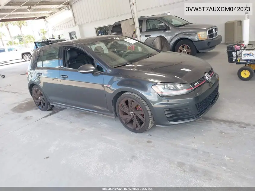 2016 Volkswagen Golf Gti Se 4-Door VIN: 3VW5T7AUXGM042073 Lot: 45612742