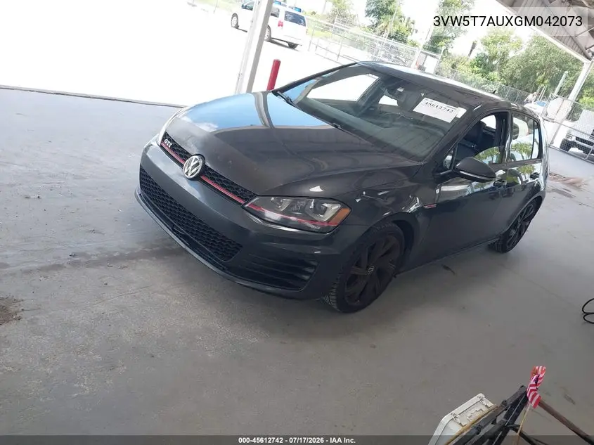 2016 Volkswagen Golf Gti Se 4-Door VIN: 3VW5T7AUXGM042073 Lot: 45612742