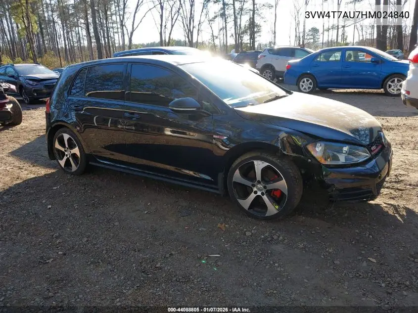 2017 Volkswagen Golf Gti Autobahn 4-Door/S 4-Door/Se 4-Door/Sport 4-Door VIN: 3VW4T7AU7HM024840 Lot: 44088805