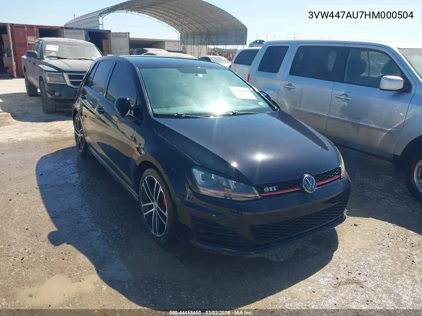 2017 Volkswagen Golf Gti Sport 4-Door VIN: 3VW447AU7HM000504 Lot: 44458450