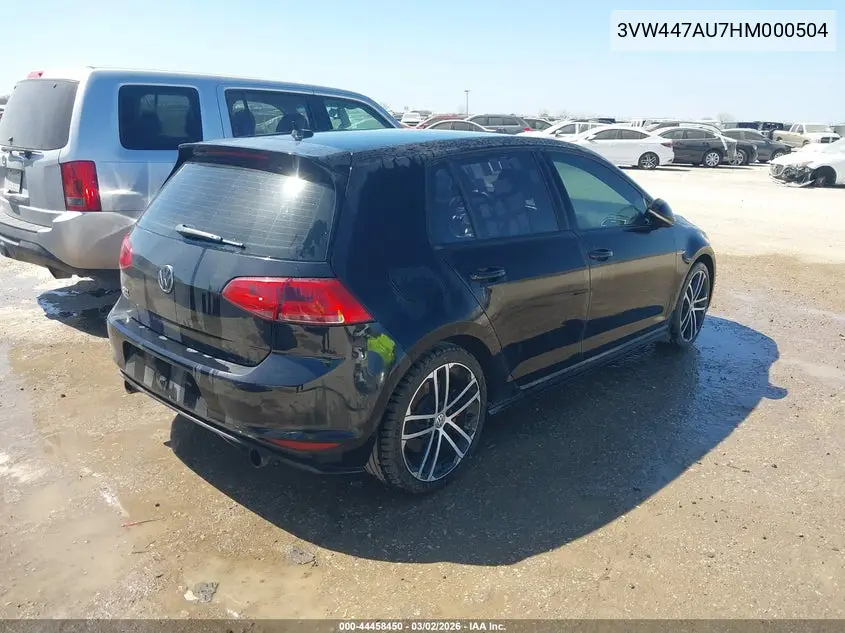 2017 Volkswagen Golf Gti Sport 4-Door VIN: 3VW447AU7HM000504 Lot: 44458450