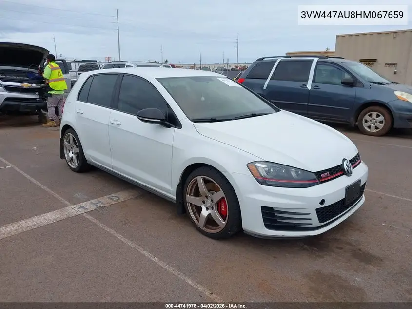 2017 Volkswagen Golf Gti Autobahn 4-Door/S 4-Door/Se 4-Door/Sport 4-Door VIN: 3VW447AU8HM067659 Lot: 44741978