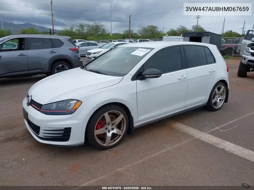 2017 Volkswagen Golf Gti Autobahn 4-Door/S 4-Door/Se 4-Door/Sport 4-Door VIN: 3VW447AU8HM067659 Lot: 44741978