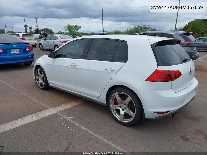 2017 Volkswagen Golf Gti Autobahn 4-Door/S 4-Door/Se 4-Door/Sport 4-Door VIN: 3VW447AU8HM067659 Lot: 44741978