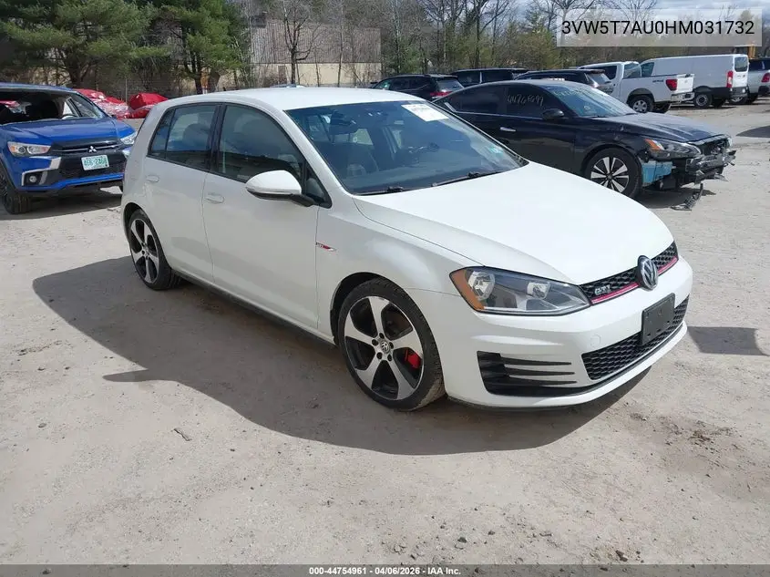 2017 Volkswagen Golf Gti Autobahn 4-Door/S 4-Door/Se 4-Door/Sport 4-Door VIN: 3VW5T7AU0HM031732 Lot: 44754961