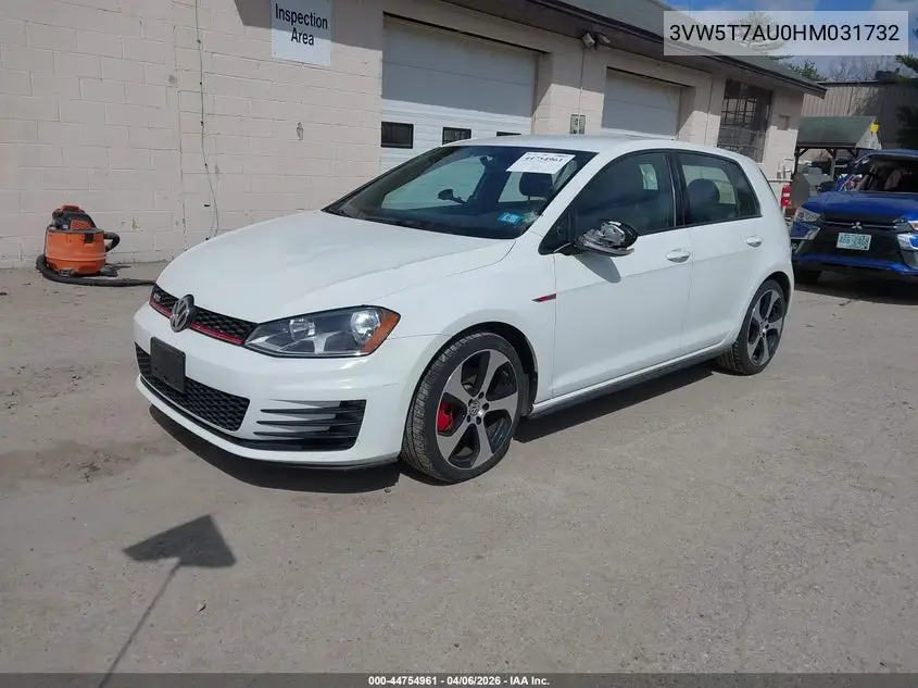 2017 Volkswagen Golf Gti Autobahn 4-Door/S 4-Door/Se 4-Door/Sport 4-Door VIN: 3VW5T7AU0HM031732 Lot: 44754961