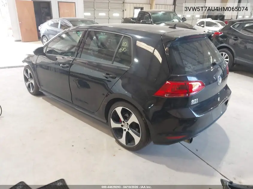 2017 Volkswagen Golf Gti Autobahn 4-Door/S 4-Door/Se 4-Door/Sport 4-Door VIN: 3VW5T7AU4HM065074 Lot: 44829293