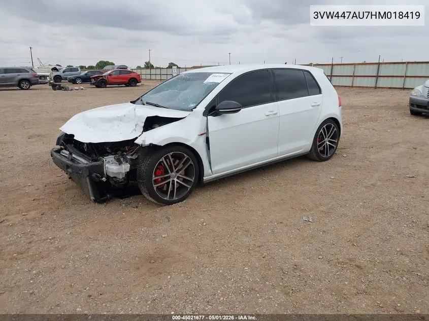 2017 Volkswagen Golf Gti Autobahn 4-Door/S 4-Door/Se 4-Door/Sport 4-Door VIN: 3VW447AU7HM018419 Lot: 45021677