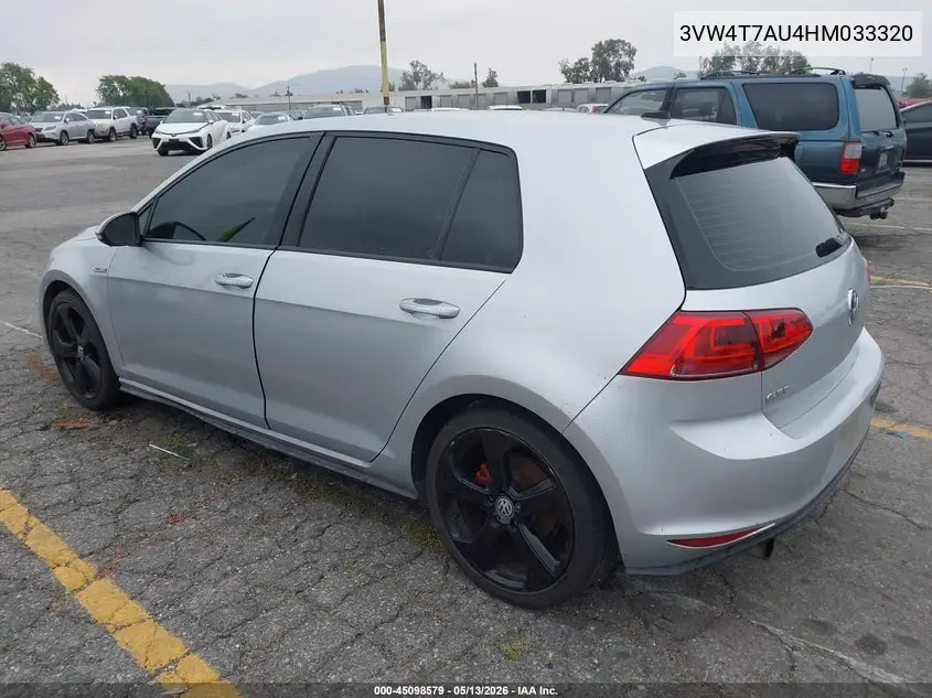 2017 Volkswagen Golf Gti Autobahn 4-Door/S 4-Door/Se 4-Door/Sport 4-Door VIN: 3VW4T7AU4HM033320 Lot: 45098579