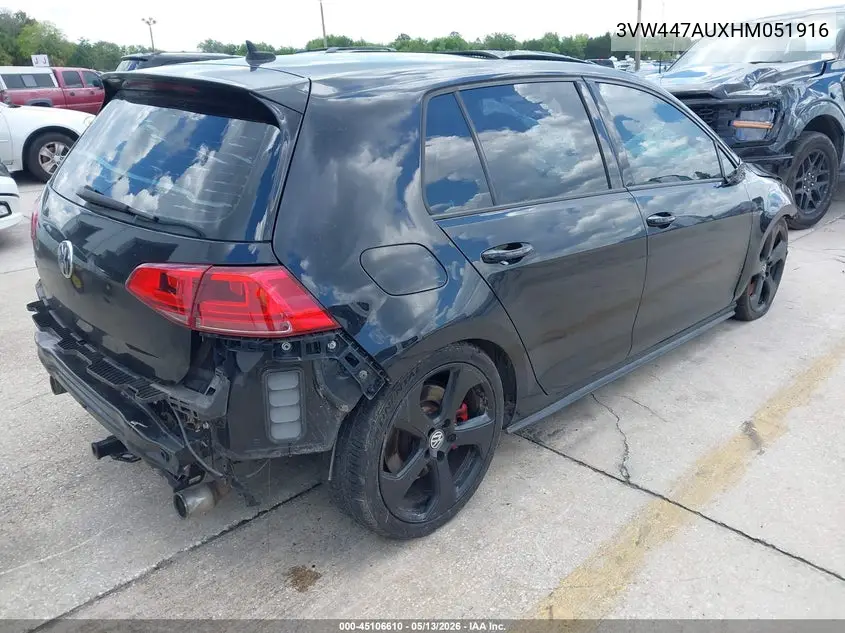 2017 Volkswagen Golf Gti Autobahn 4-Door/S 4-Door/Se 4-Door/Sport 4-Door VIN: 3VW447AUXHM051916 Lot: 45106610