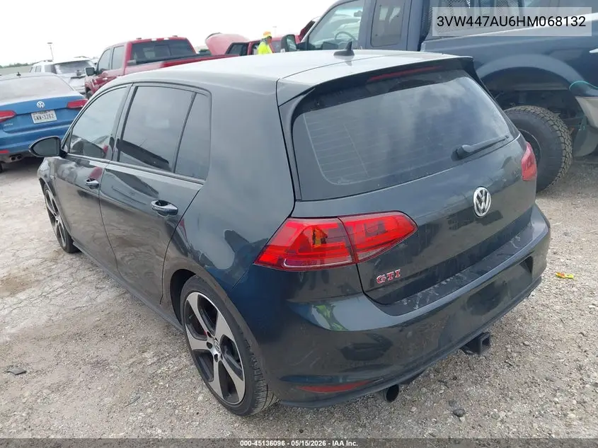 2017 Volkswagen Golf Gti Autobahn 4-Door/S 4-Door/Se 4-Door/Sport 4-Door VIN: 3VW447AU6HM068132 Lot: 45136096