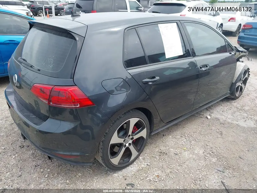 2017 Volkswagen Golf Gti Autobahn 4-Door/S 4-Door/Se 4-Door/Sport 4-Door VIN: 3VW447AU6HM068132 Lot: 45136096