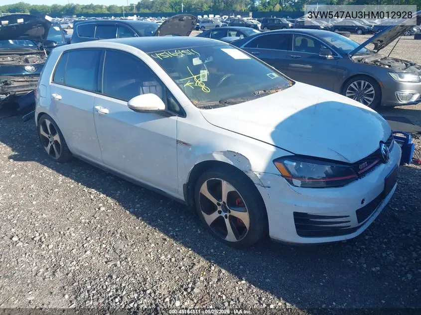 2017 Volkswagen Golf Gti Se 4-Door VIN: 3VW547AU3HM012928 Lot: 45164511