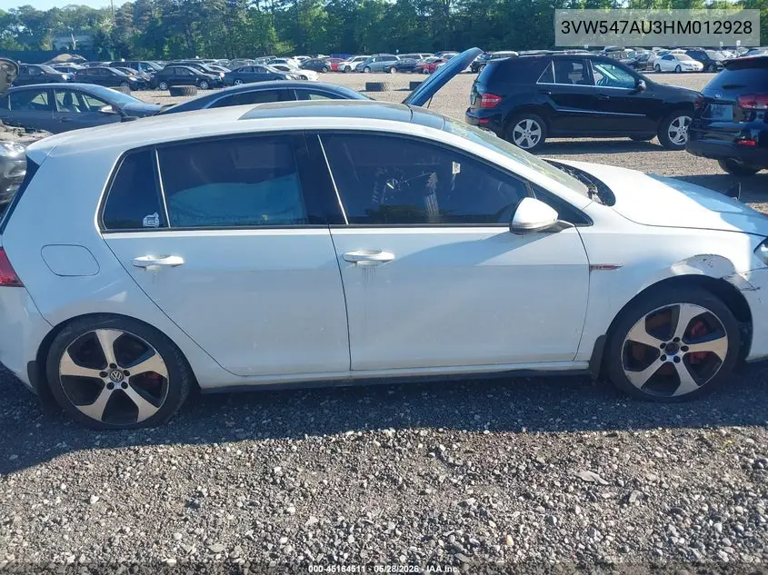 2017 Volkswagen Golf Gti Se 4-Door VIN: 3VW547AU3HM012928 Lot: 45164511