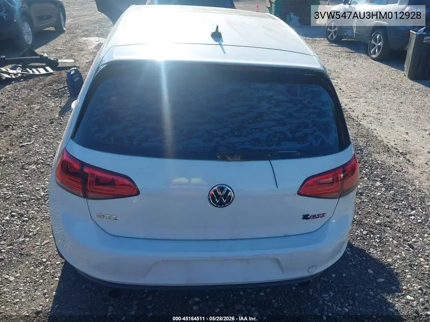 2017 Volkswagen Golf Gti Se 4-Door VIN: 3VW547AU3HM012928 Lot: 45164511