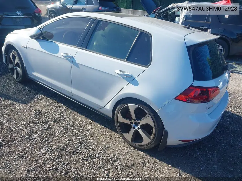 2017 Volkswagen Golf Gti Se 4-Door VIN: 3VW547AU3HM012928 Lot: 45164511