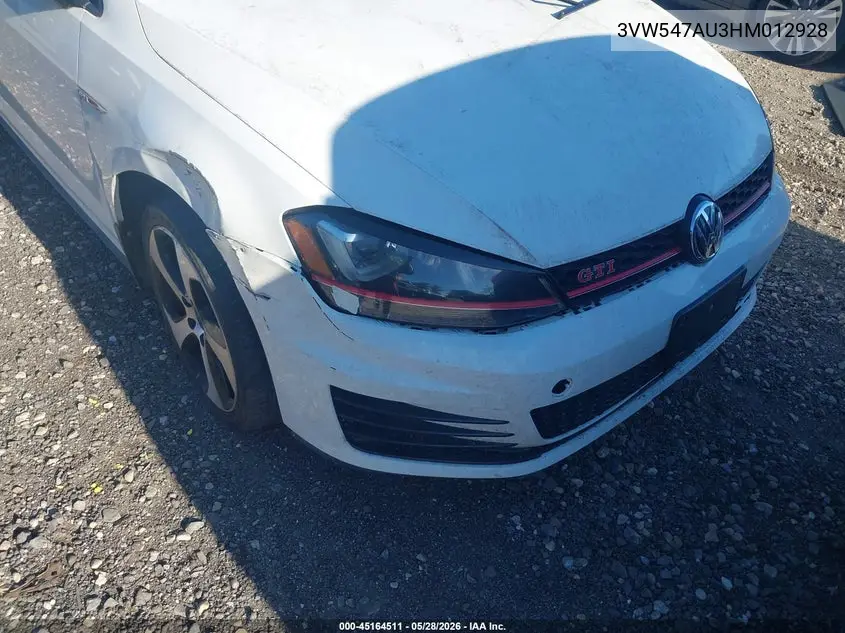 2017 Volkswagen Golf Gti Se 4-Door VIN: 3VW547AU3HM012928 Lot: 45164511