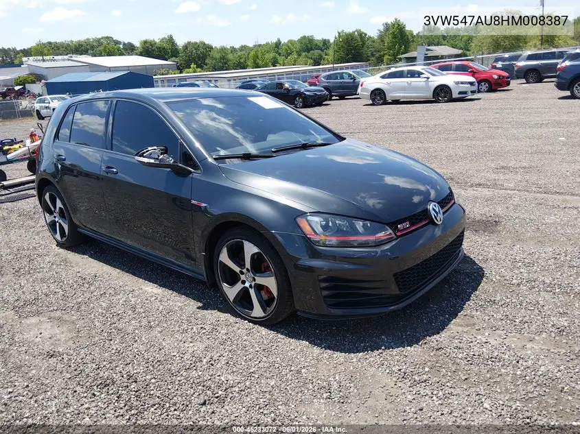 2017 Volkswagen Golf Gti Se 4-Door VIN: 3VW547AU8HM008387 Lot: 45233072