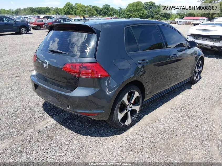 2017 Volkswagen Golf Gti Se 4-Door VIN: 3VW547AU8HM008387 Lot: 45233072