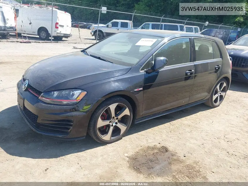 2017 Volkswagen Golf Gti Autobahn 4-Door/S 4-Door/Se 4-Door/Sport 4-Door VIN: 3VW547AUXHM025935 Lot: 45318996