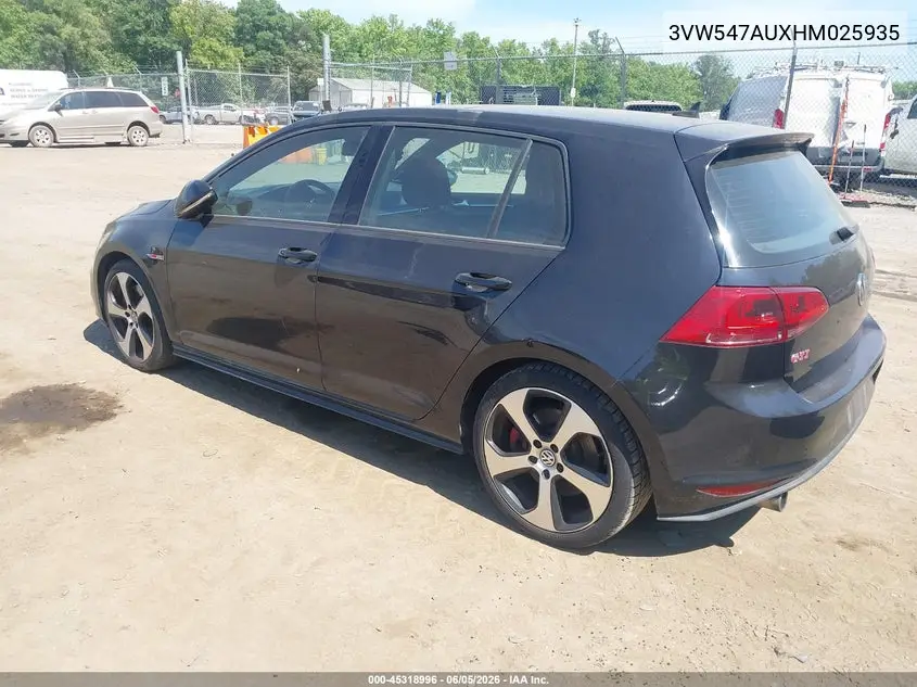 2017 Volkswagen Golf Gti Autobahn 4-Door/S 4-Door/Se 4-Door/Sport 4-Door VIN: 3VW547AUXHM025935 Lot: 45318996