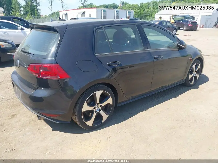 2017 Volkswagen Golf Gti Autobahn 4-Door/S 4-Door/Se 4-Door/Sport 4-Door VIN: 3VW547AUXHM025935 Lot: 45318996