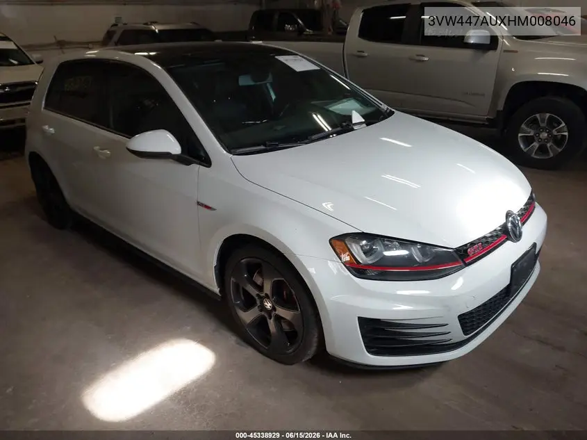 2017 Volkswagen Golf Gti Se 4-Door VIN: 3VW447AUXHM008046 Lot: 45338929