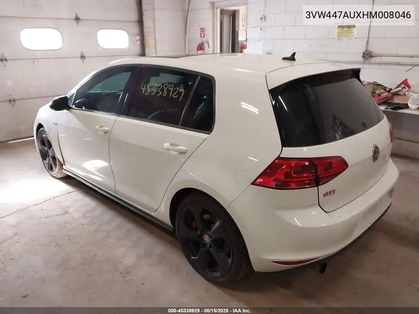 2017 Volkswagen Golf Gti Se 4-Door VIN: 3VW447AUXHM008046 Lot: 45338929