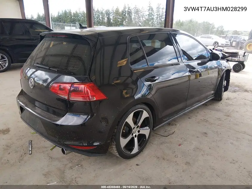2017 Volkswagen Golf Gti Autobahn 4-Door/S 4-Door/Se 4-Door/Sport 4-Door VIN: 3VW4T7AU3HM028299 Lot: 45388465