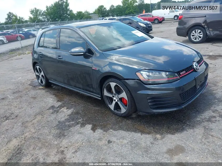 2017 Volkswagen Golf Gti Autobahn 4-Door/S 4-Door/Se 4-Door/Sport 4-Door VIN: 3VW447AU8HM021507 Lot: 45430300