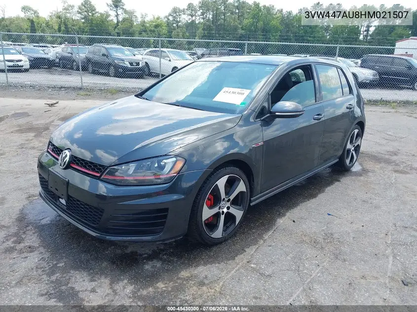 2017 Volkswagen Golf Gti Autobahn 4-Door/S 4-Door/Se 4-Door/Sport 4-Door VIN: 3VW447AU8HM021507 Lot: 45430300