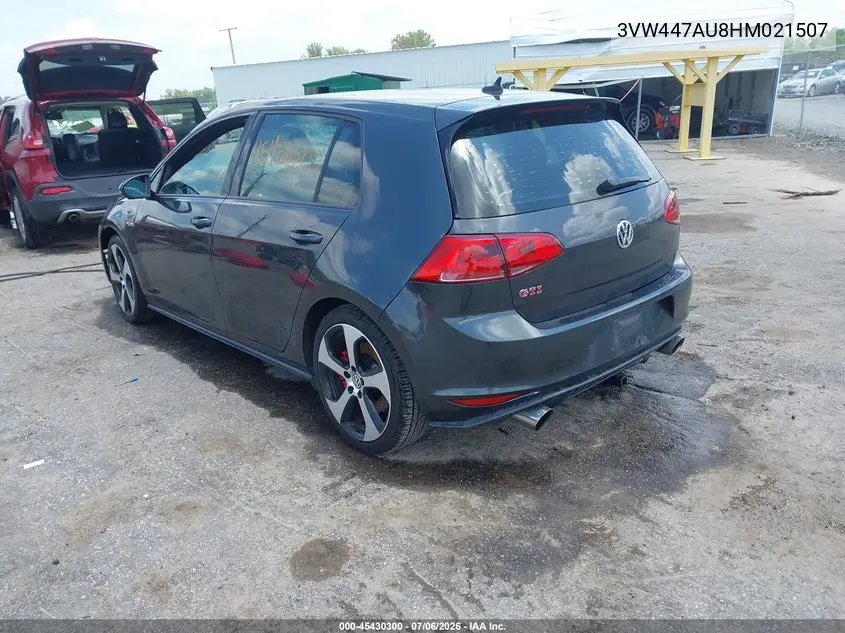 2017 Volkswagen Golf Gti Autobahn 4-Door/S 4-Door/Se 4-Door/Sport 4-Door VIN: 3VW447AU8HM021507 Lot: 45430300
